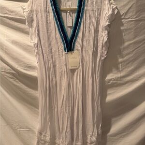 Poupette St. Barth White Dress with Blue Accents